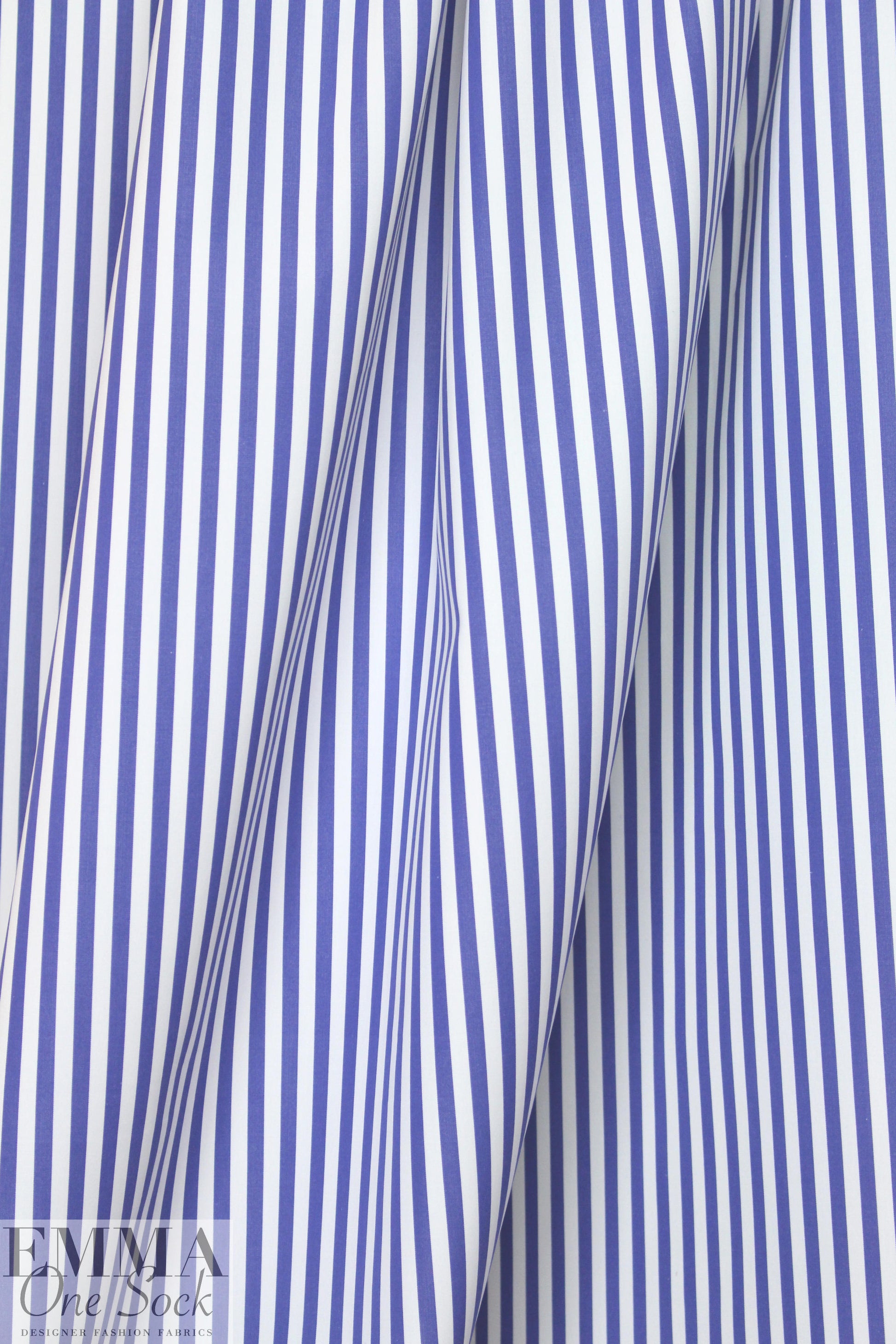 Italian yarn-dye stripe cotton shirting - blue/white