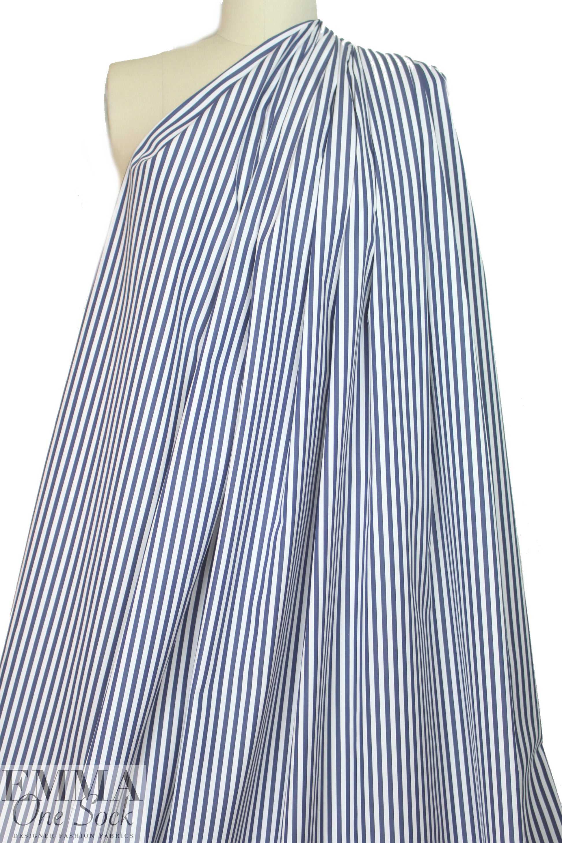 Italian yarn-dye stripe cotton shirting - dk. navy/white