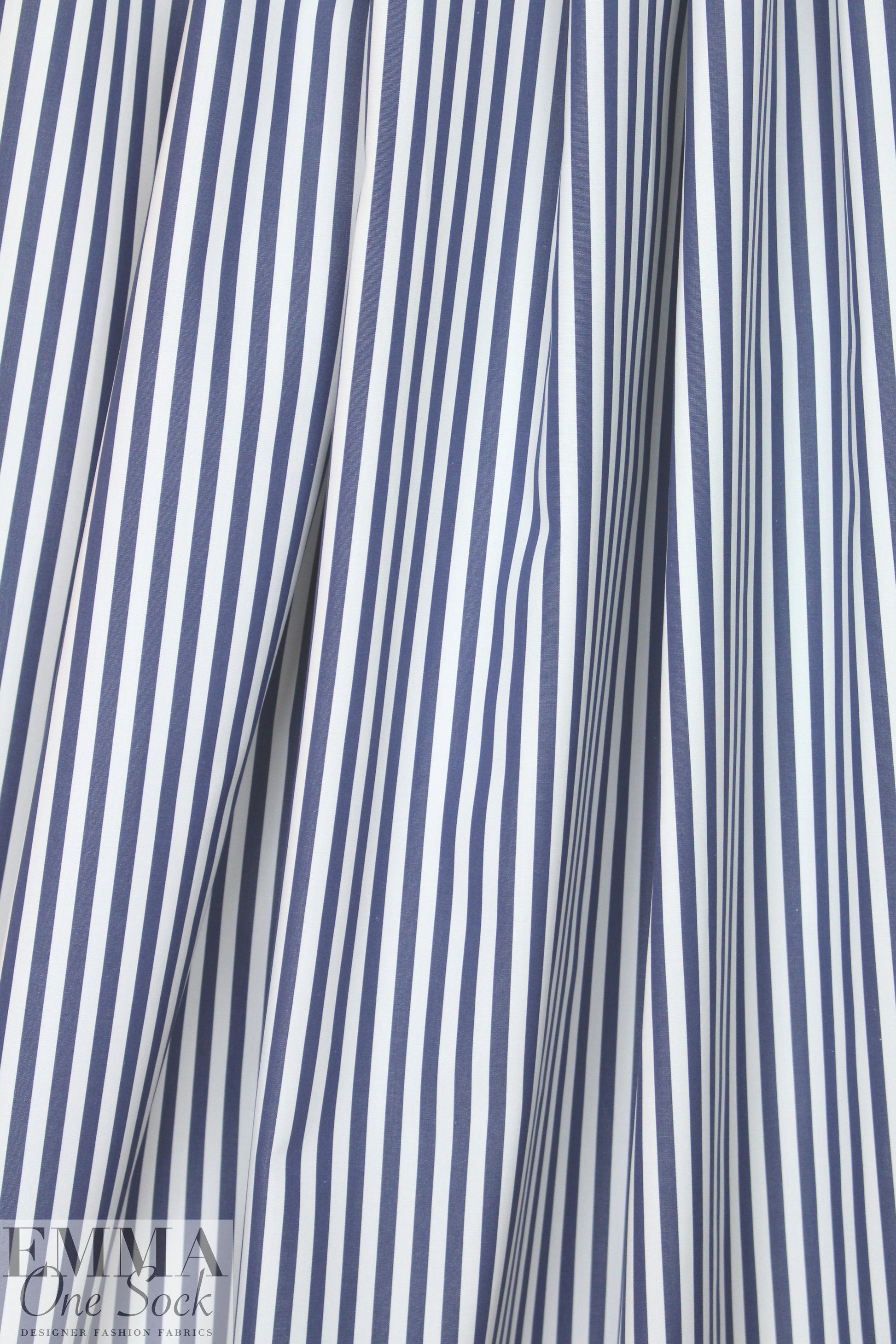 Italian yarn-dye stripe cotton shirting - dk. navy/white