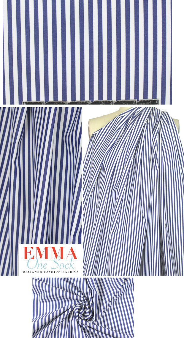 Mi11y yarn-dye stripe cotton shirting - blue/white