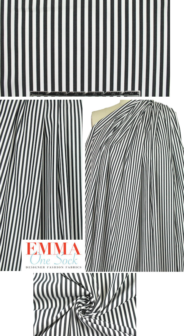 Mi11y yarn-dye stripe cotton shirting - black/white .75 yds