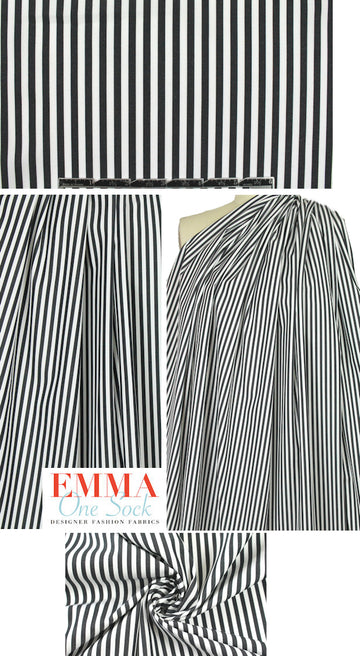 Mi11y yarn-dye stripe cotton shirting - black/white .75 yds