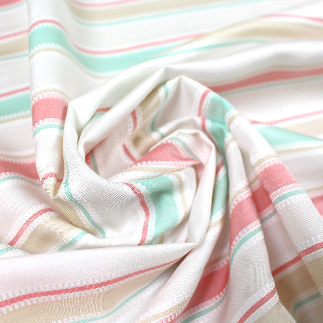 French novelty stripe shirting - salmon/mint/frappe 1 yard
