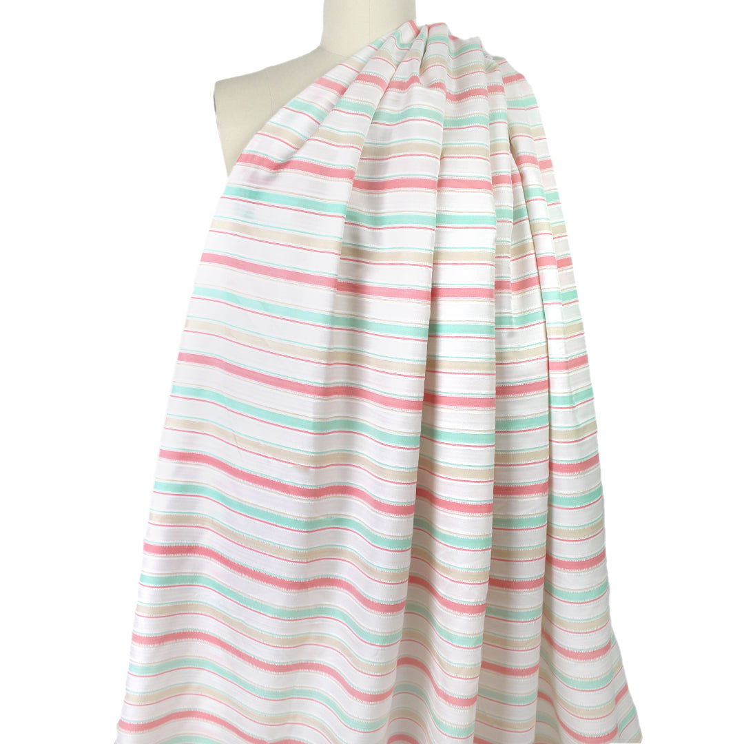 French novelty stripe shirting - salmon/mint/frappe .625 yds