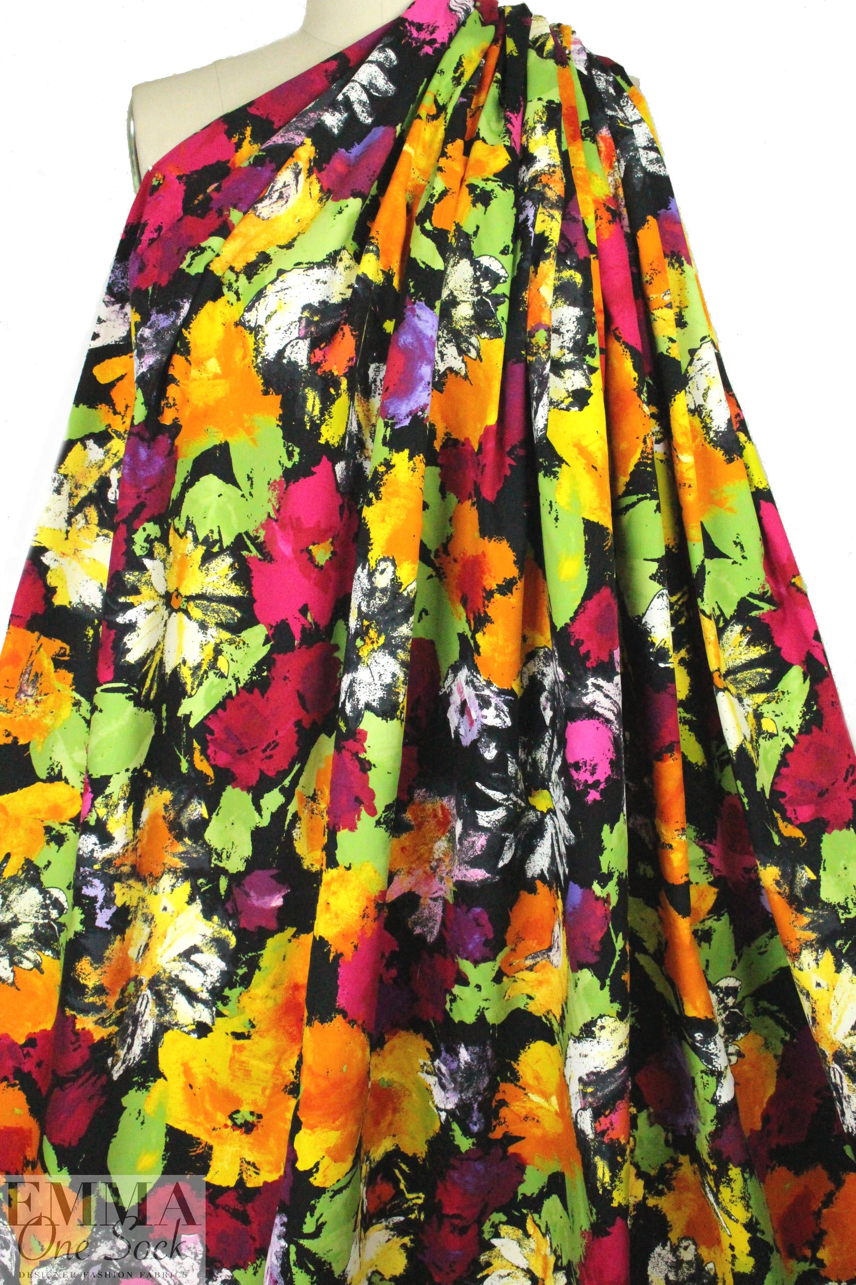 Italian painterly floral cotton shirting
