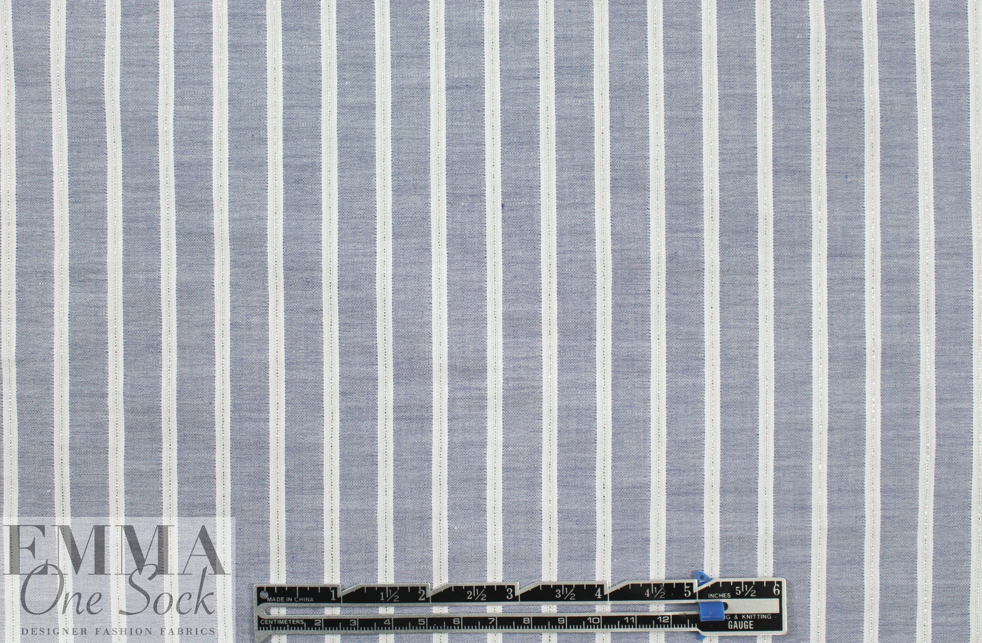 Italian chambray/metallic stripe cotton shirting 1.375 yd