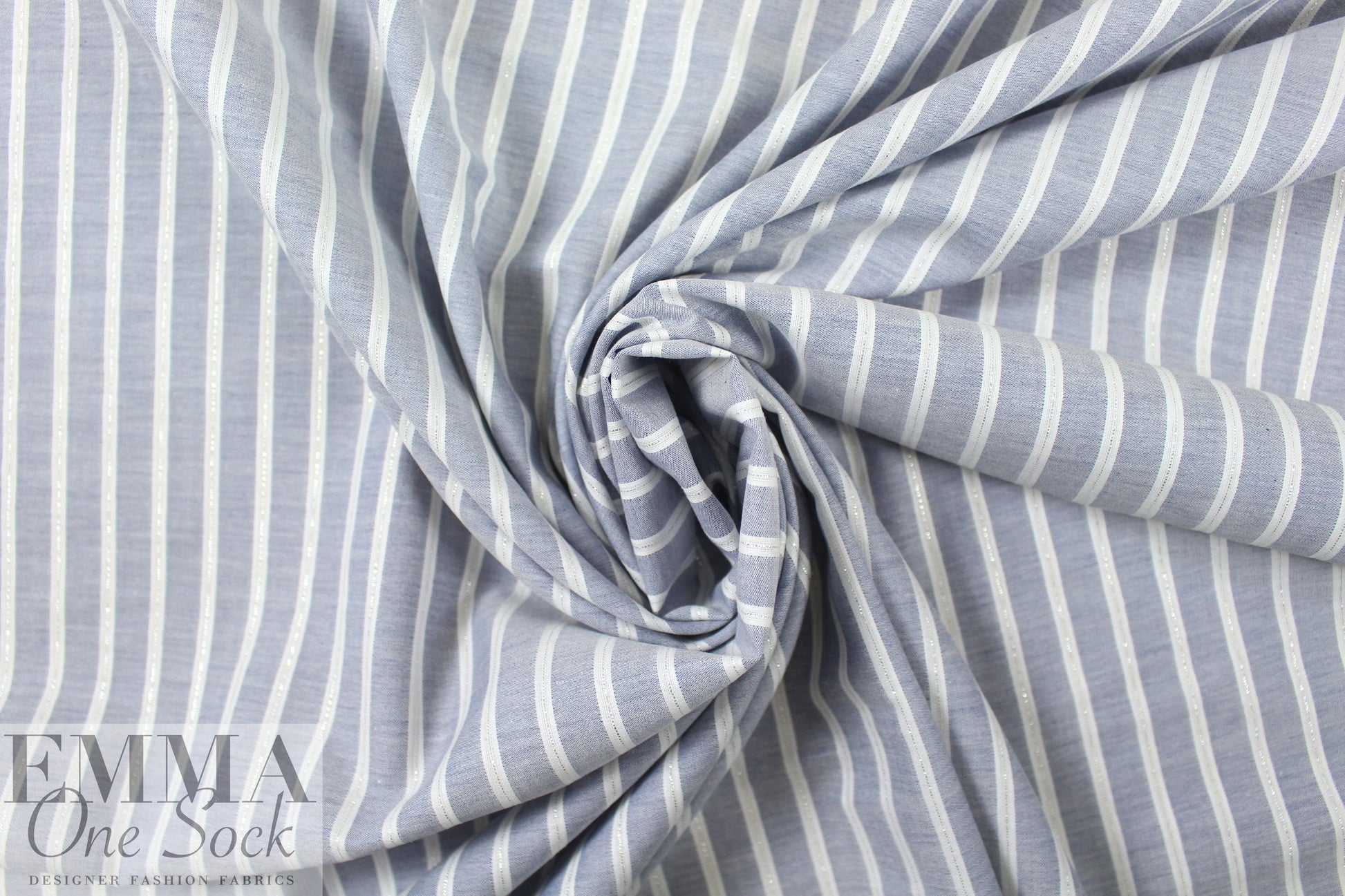Italian chambray/metallic stripe cotton shirting 1.375 yd