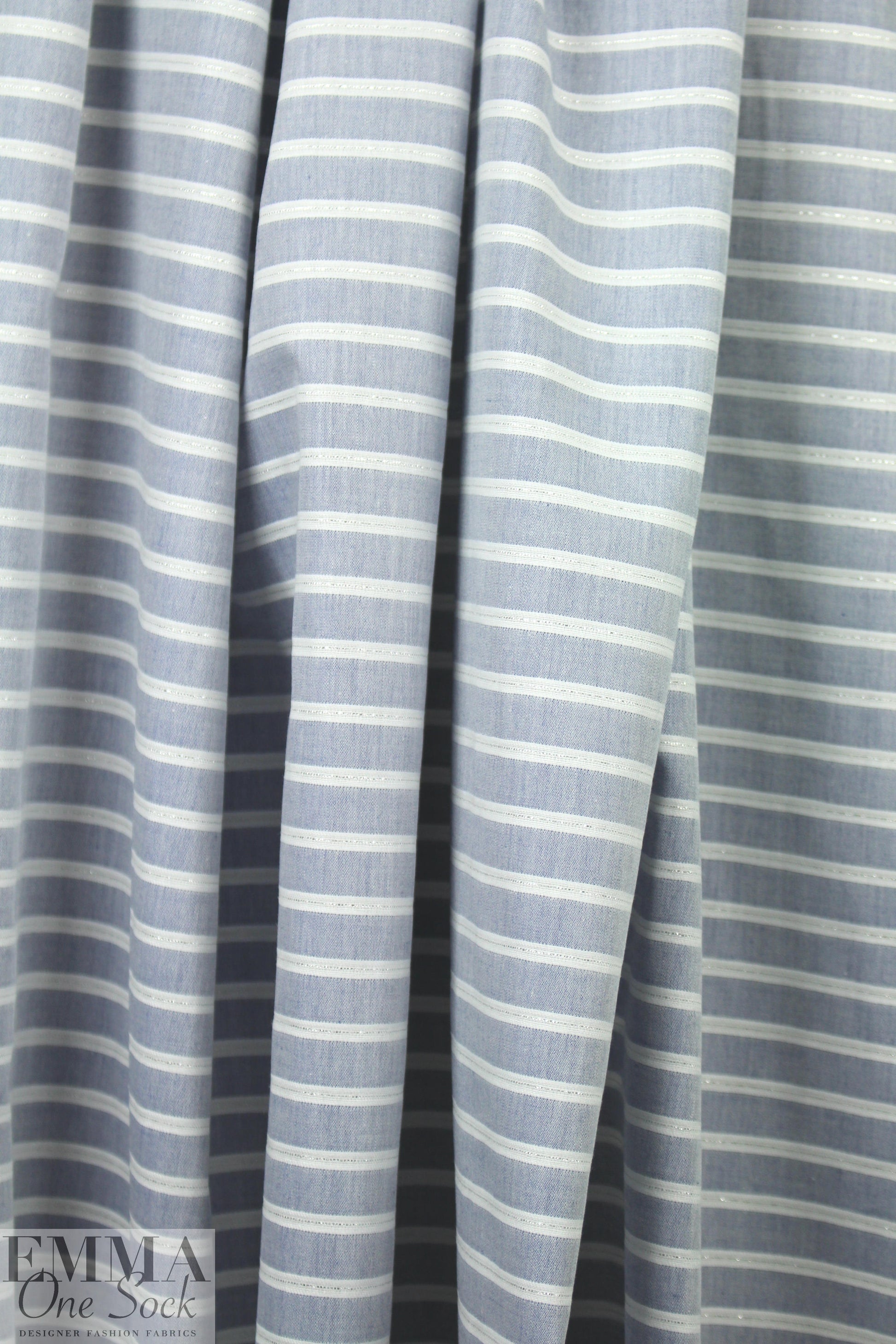 Italian chambray/metallic stripe cotton shirting
