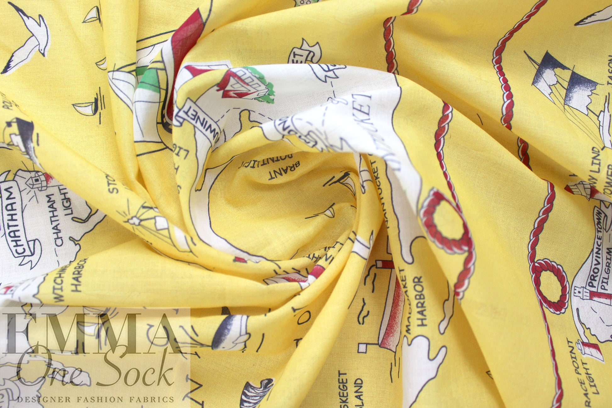 Cana1i Italian Cape Cod cartography panel cotton voile 1.4 yds - 2 Panels