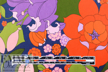 Italian Pucci-esque floral organic cotton stretch woven 1.125 yard