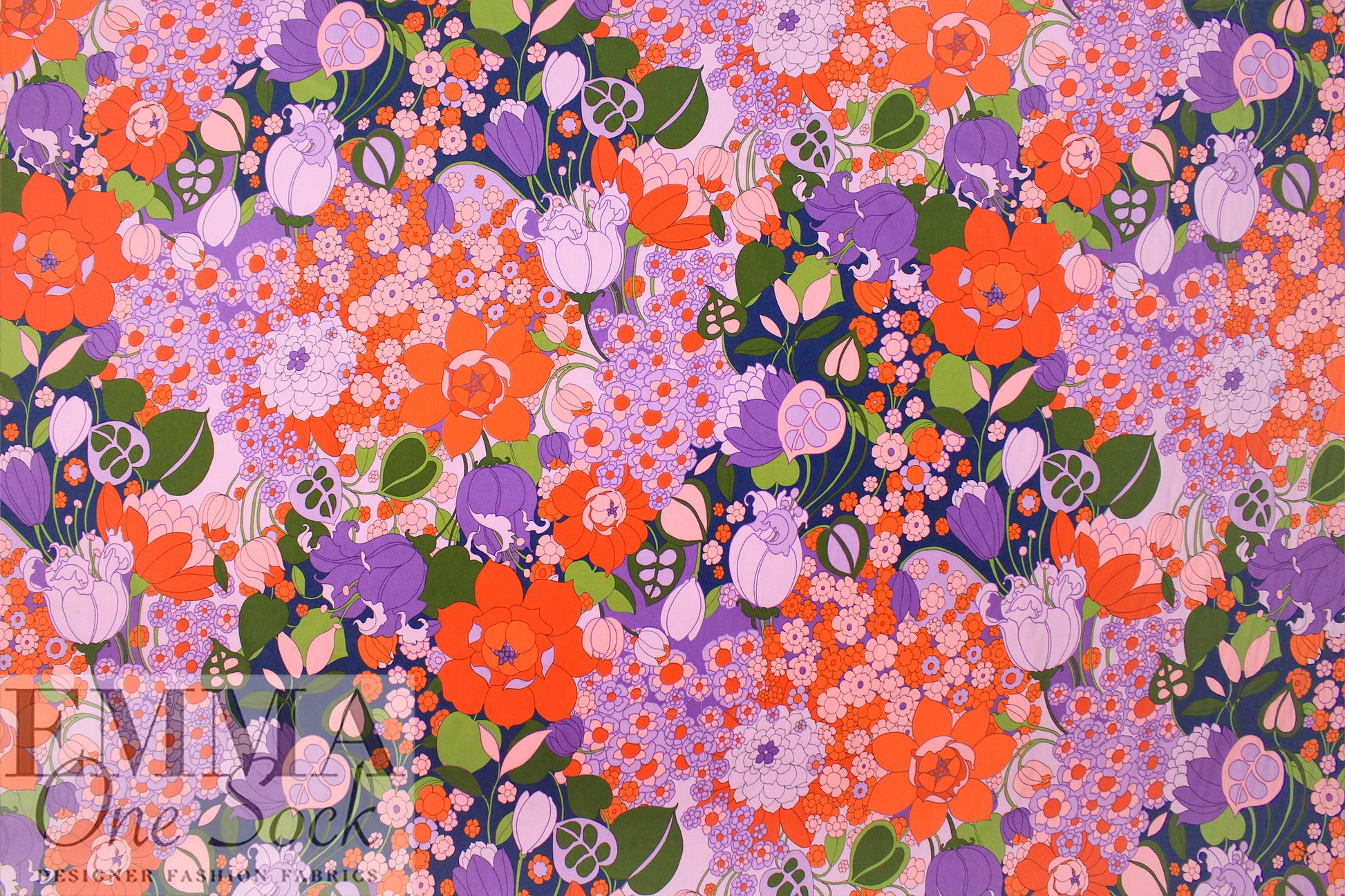 Italian Pucci-esque floral organic cotton stretch woven .75 yds