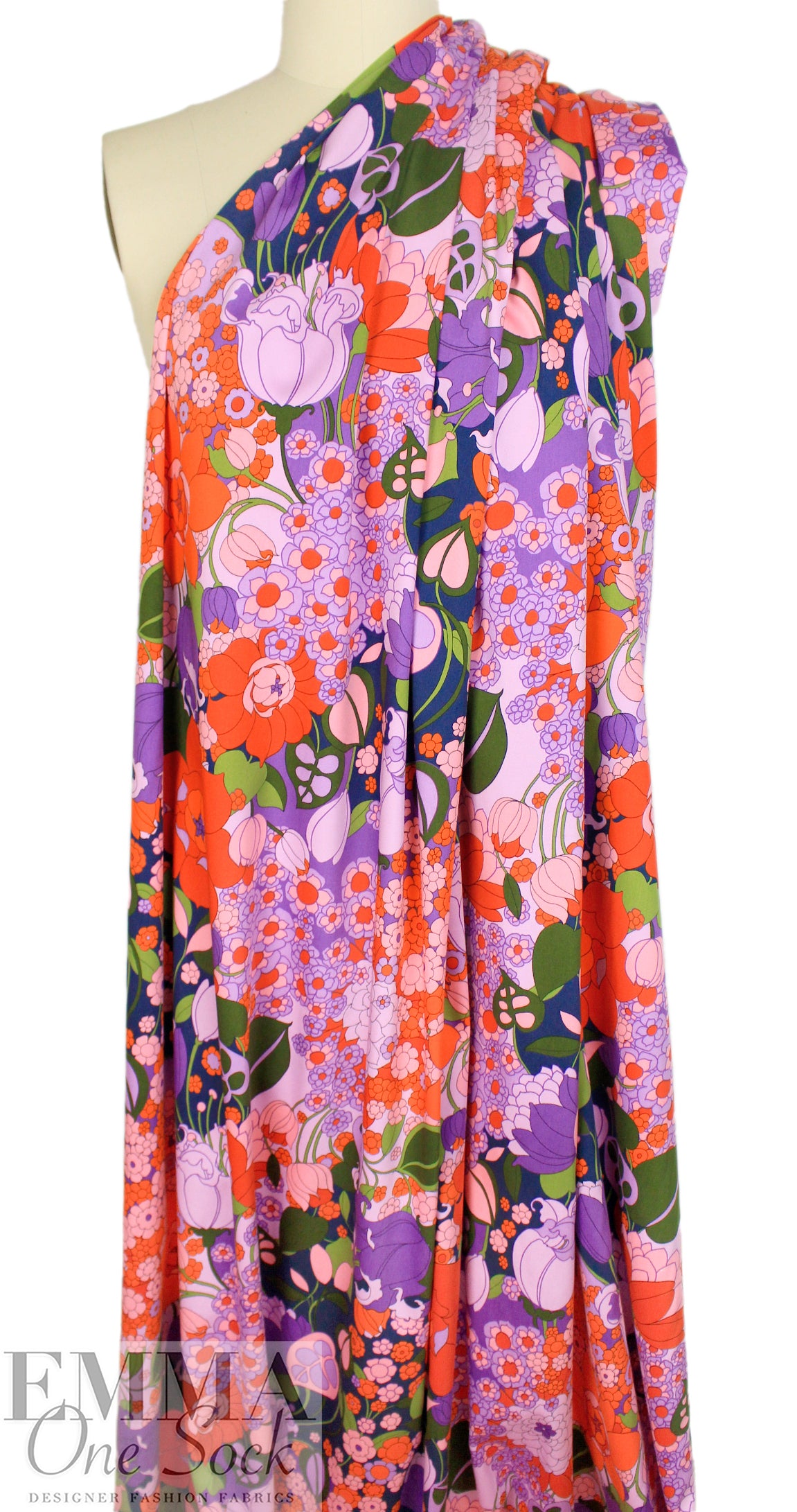 Italian Pucci-esque floral organic cotton stretch woven .75 yds