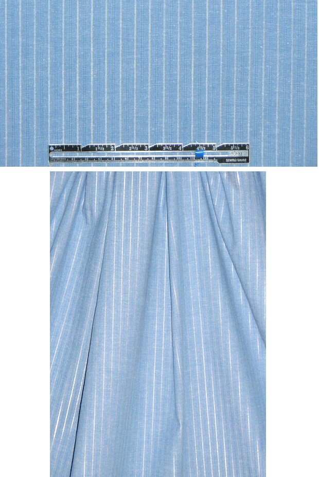 NY designer denimy blue metallic stripe stretch shirting