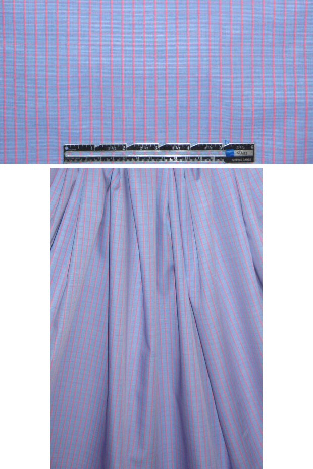 all-cotton grid design unisex shirting - blue/pink 1.75 yd