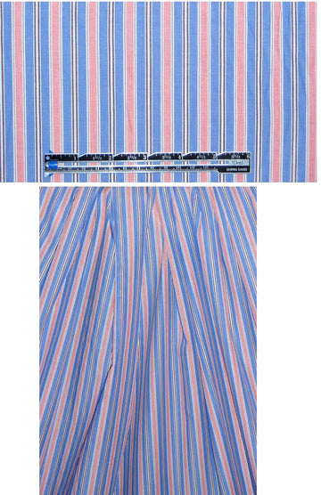 pima cotton yarn dye stripe shirting - blue/red
