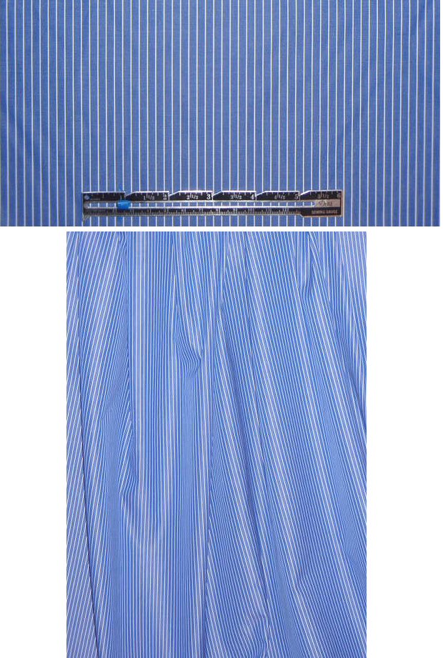 Italian blue/white thin stripe cotton shirting 1.66 yds
