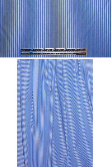 Italian blue/white thin stripe cotton shirting 1.66 yds