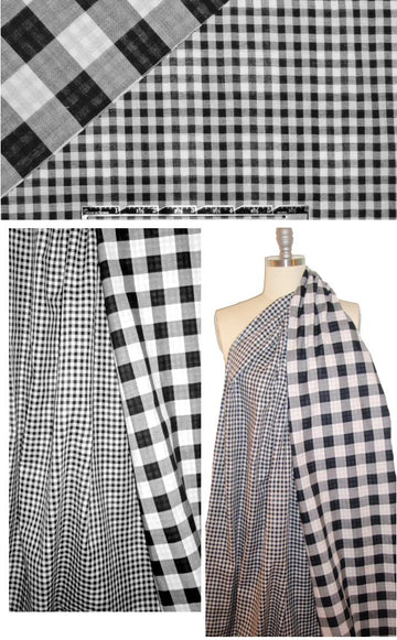 NY designer 2-ply cotton plaid shirting - black/white