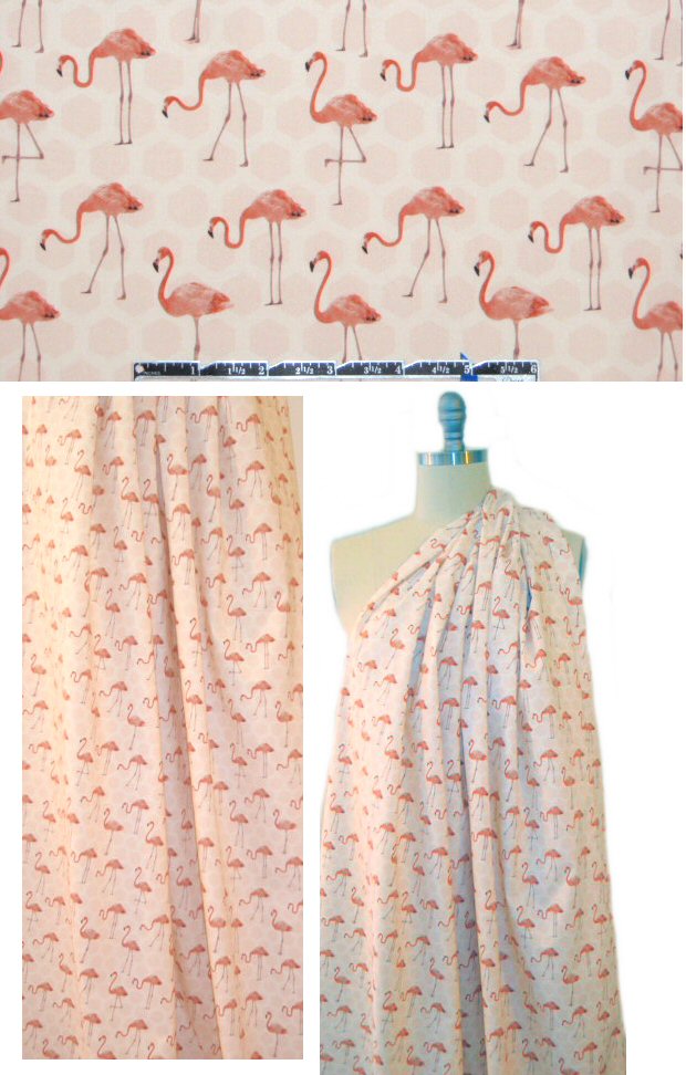 NY designer 'pink flamingos' cotton shirting