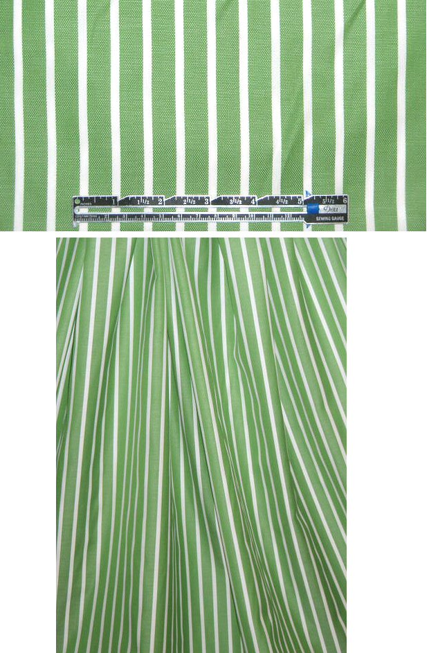 all-cotton oxford stripe unisex shirting - green/white 2.20 yds