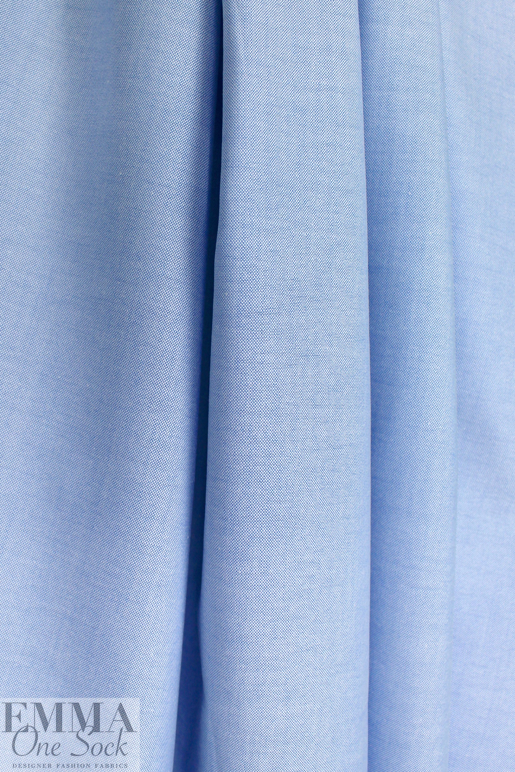 oxford cloth cotton shirting - blue/white