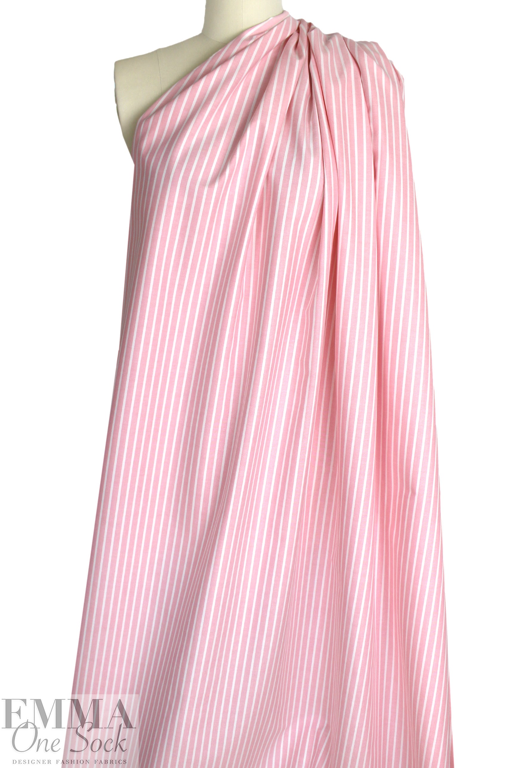 oxford cloth cotton - pink/white stripe 2 yd