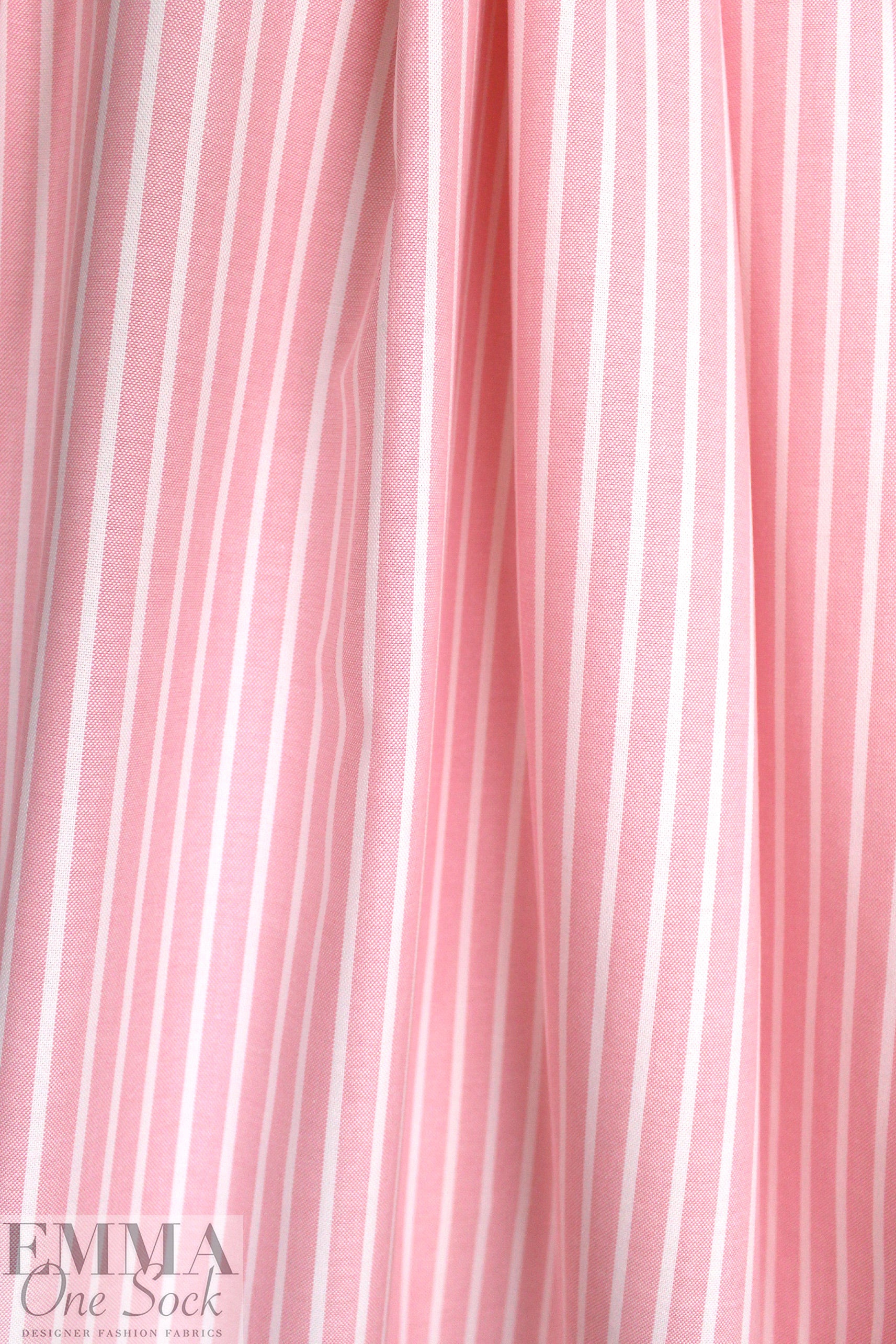 oxford cloth cotton - pink/white stripe 1 yard