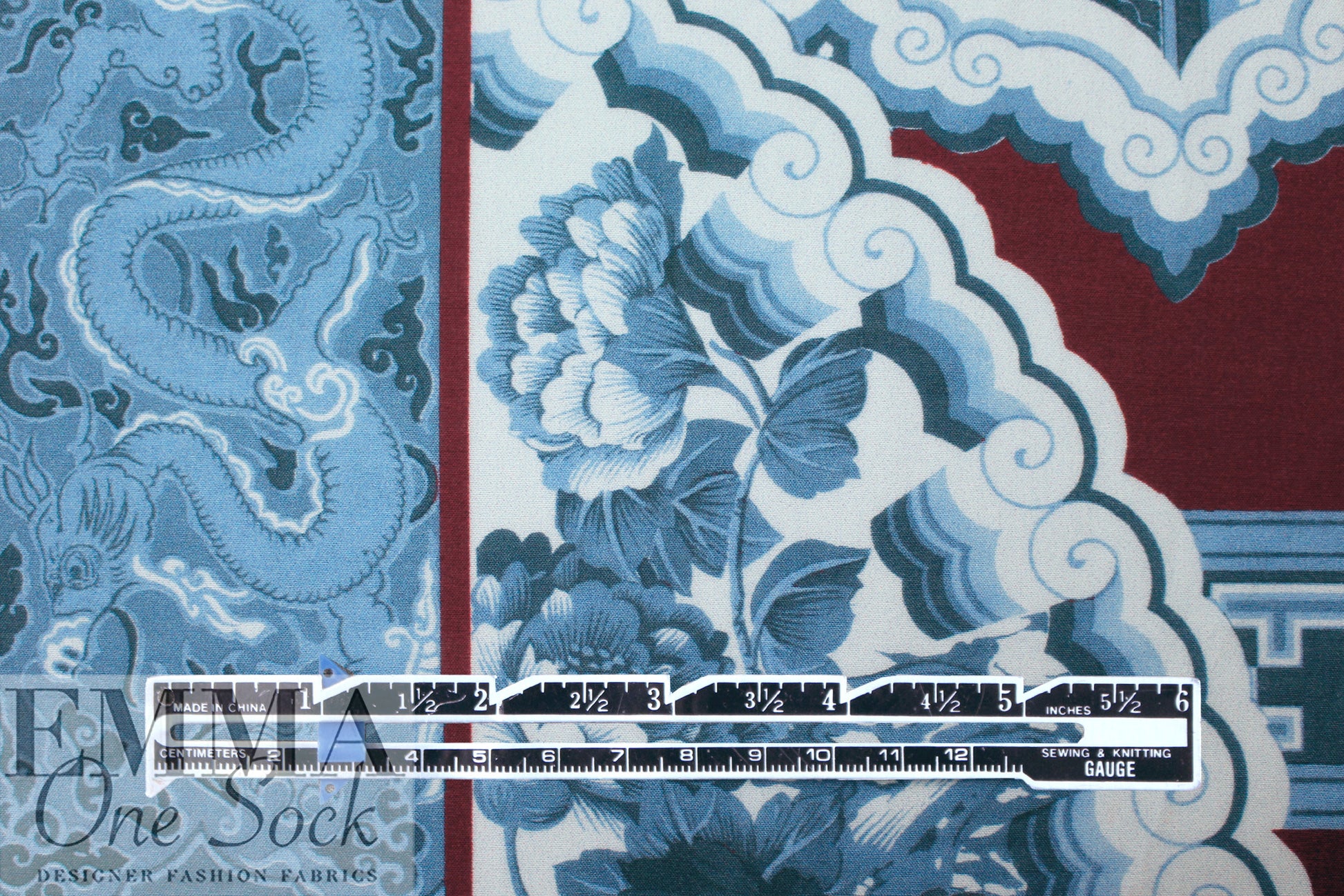Rache1 Comey 'decoflora blue/henna' cotton shirting 1.875 yd