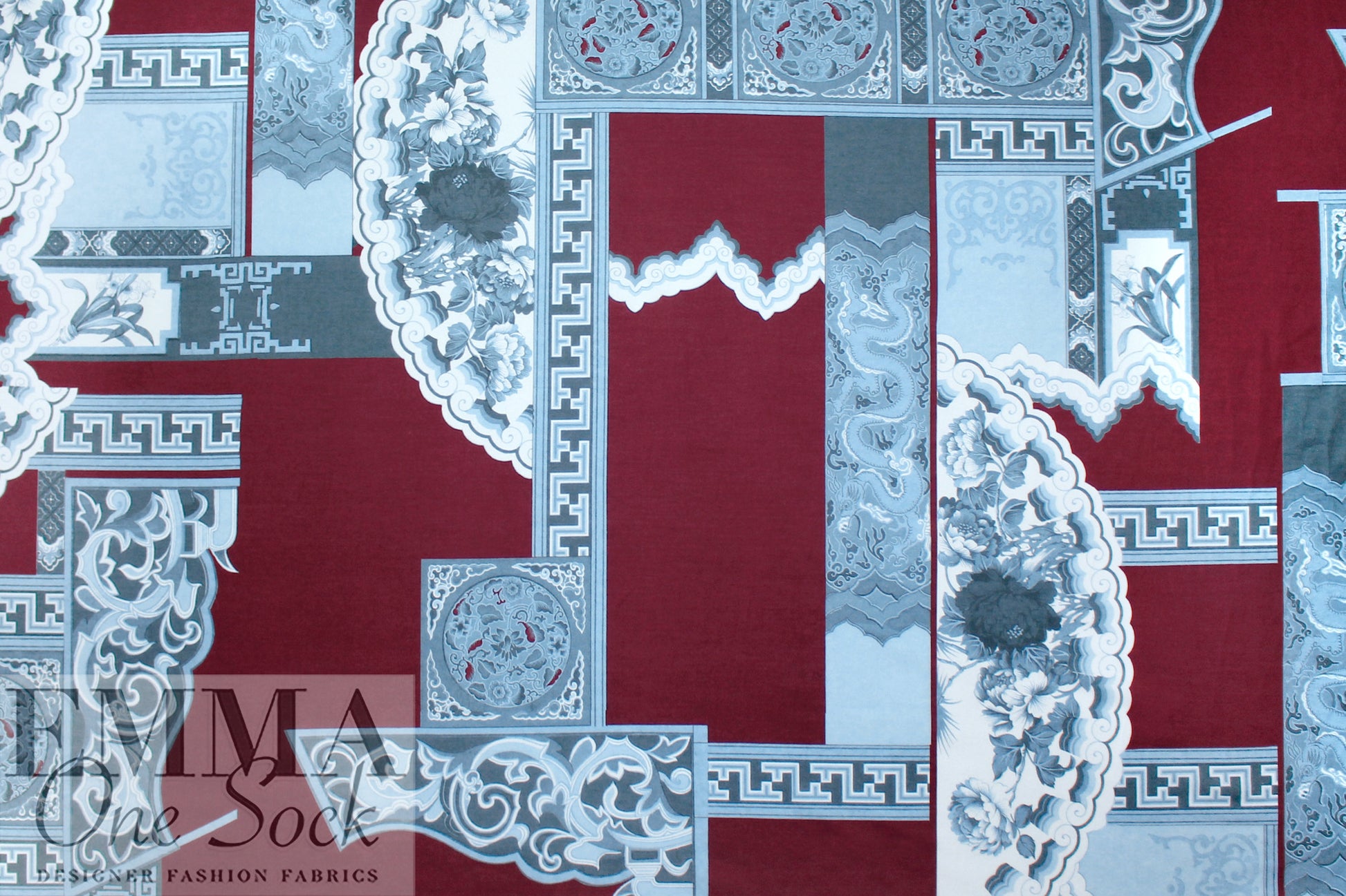 Rache1 Comey 'decoflora blue/henna' cotton shirting 1.875 yd