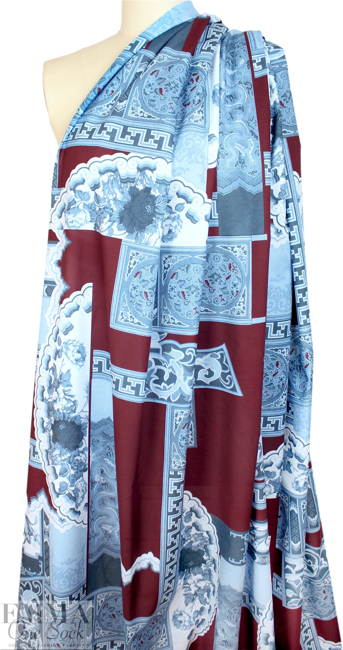 Rache1 Comey 'decoflora blue/henna' cotton shirting 1.875 yd