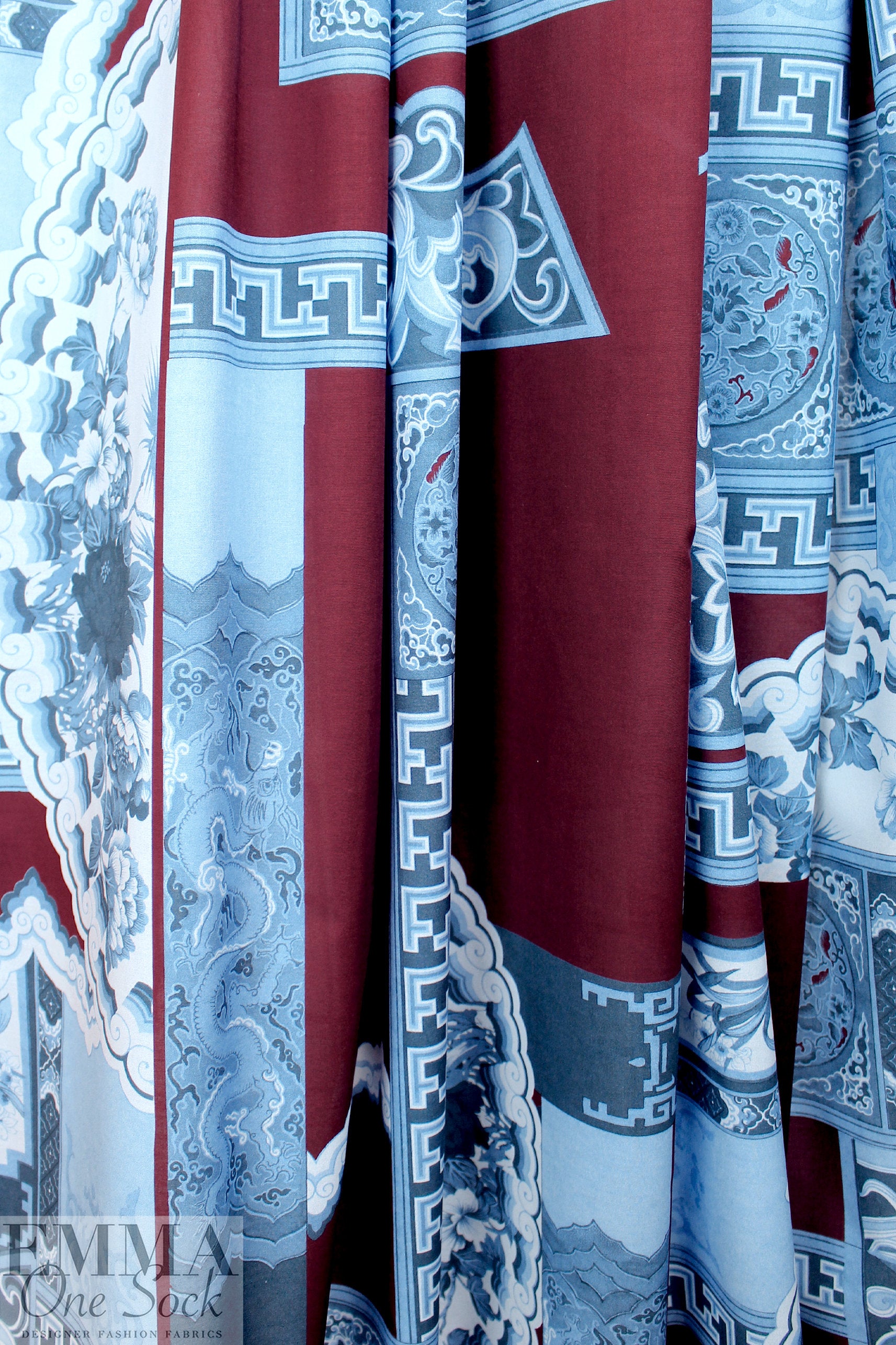 Rache1 Comey 'decoflora blue/henna' cotton shirting 1.875 yd