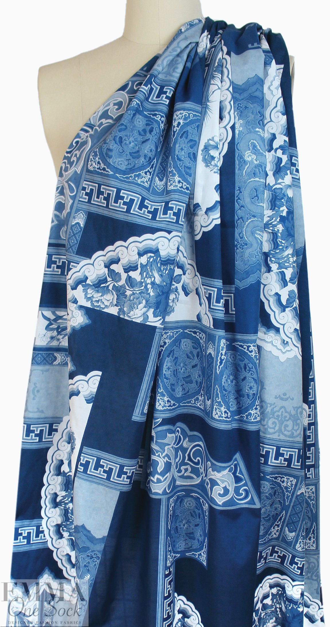 Rache1 Comey 'decoflora blue' cotton shirting 1.75 yds
