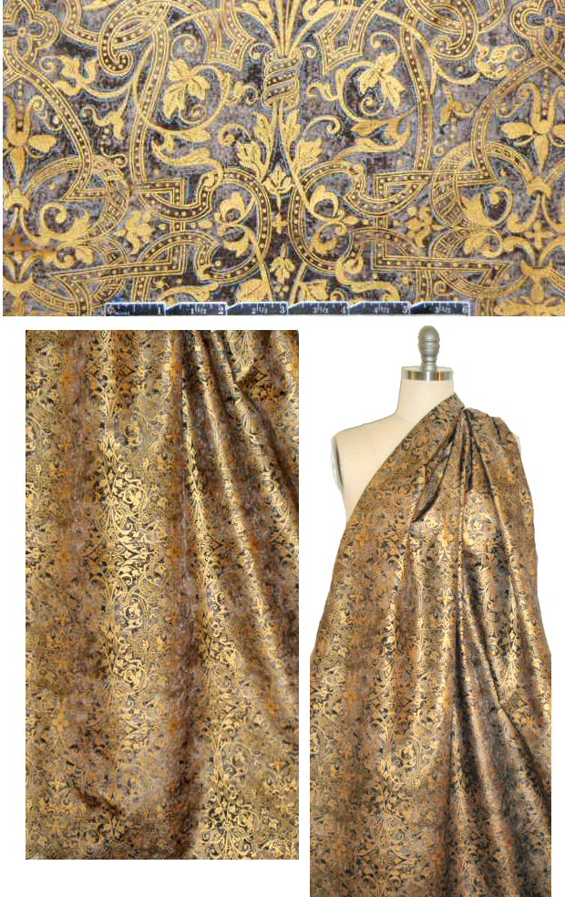 T0cca gold leaf/gray/taupe ornate print shirting