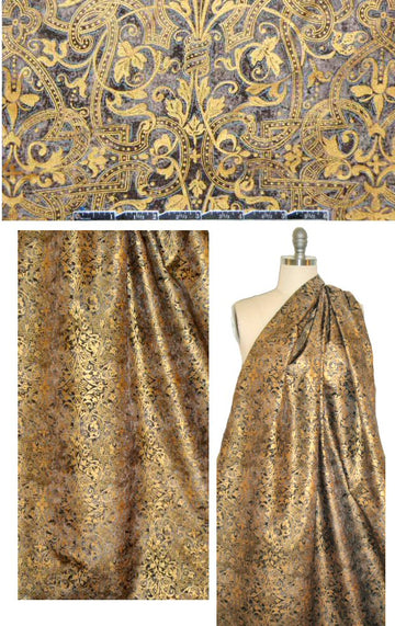 T0cca gold leaf/gray/taupe ornate print shirting