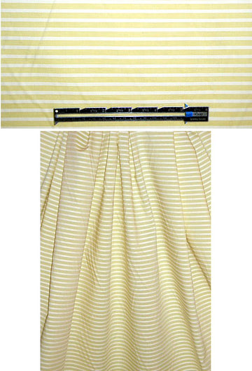 Italian cotton textured stripe stretch shirting - lemon 1.125 yds