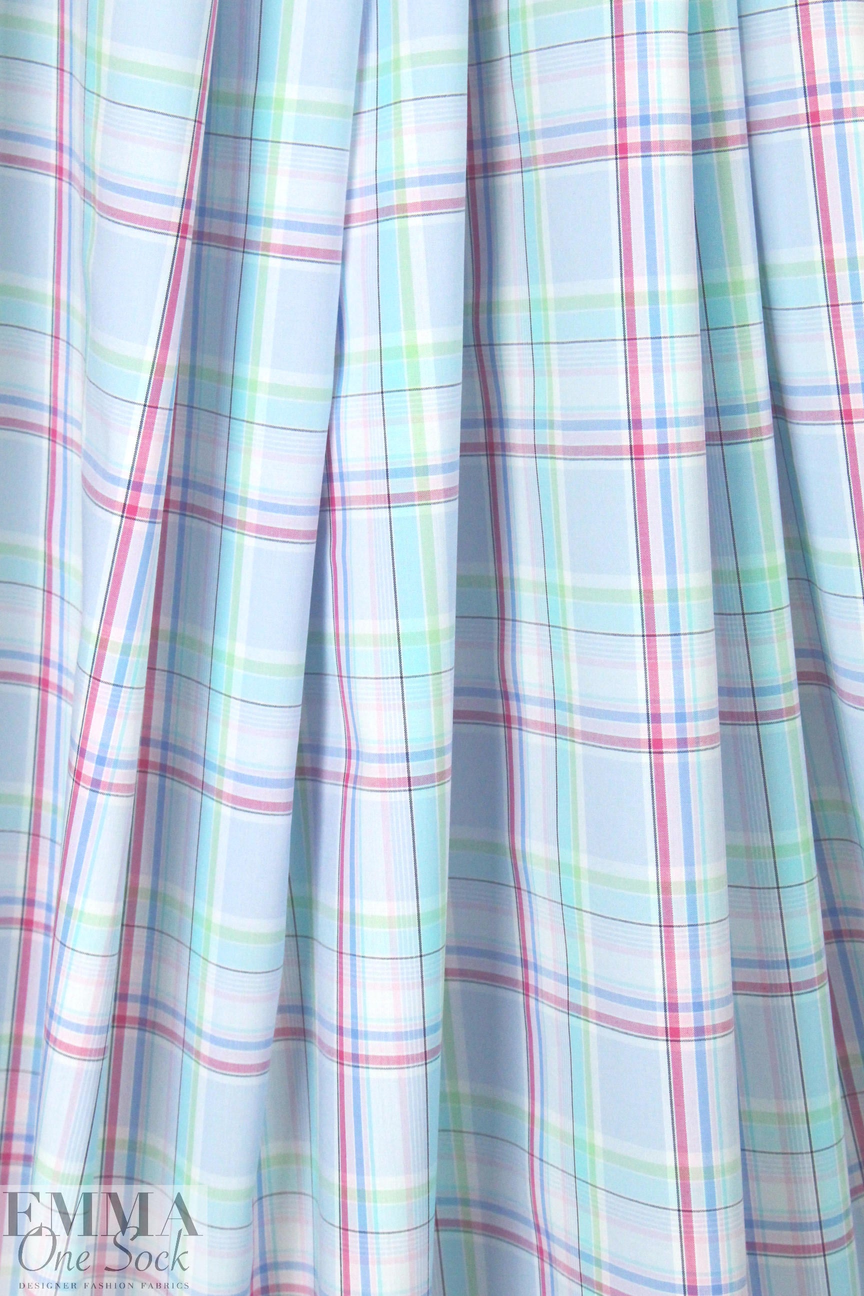 French yarn-dyed plaid cotton shirting - peri blue