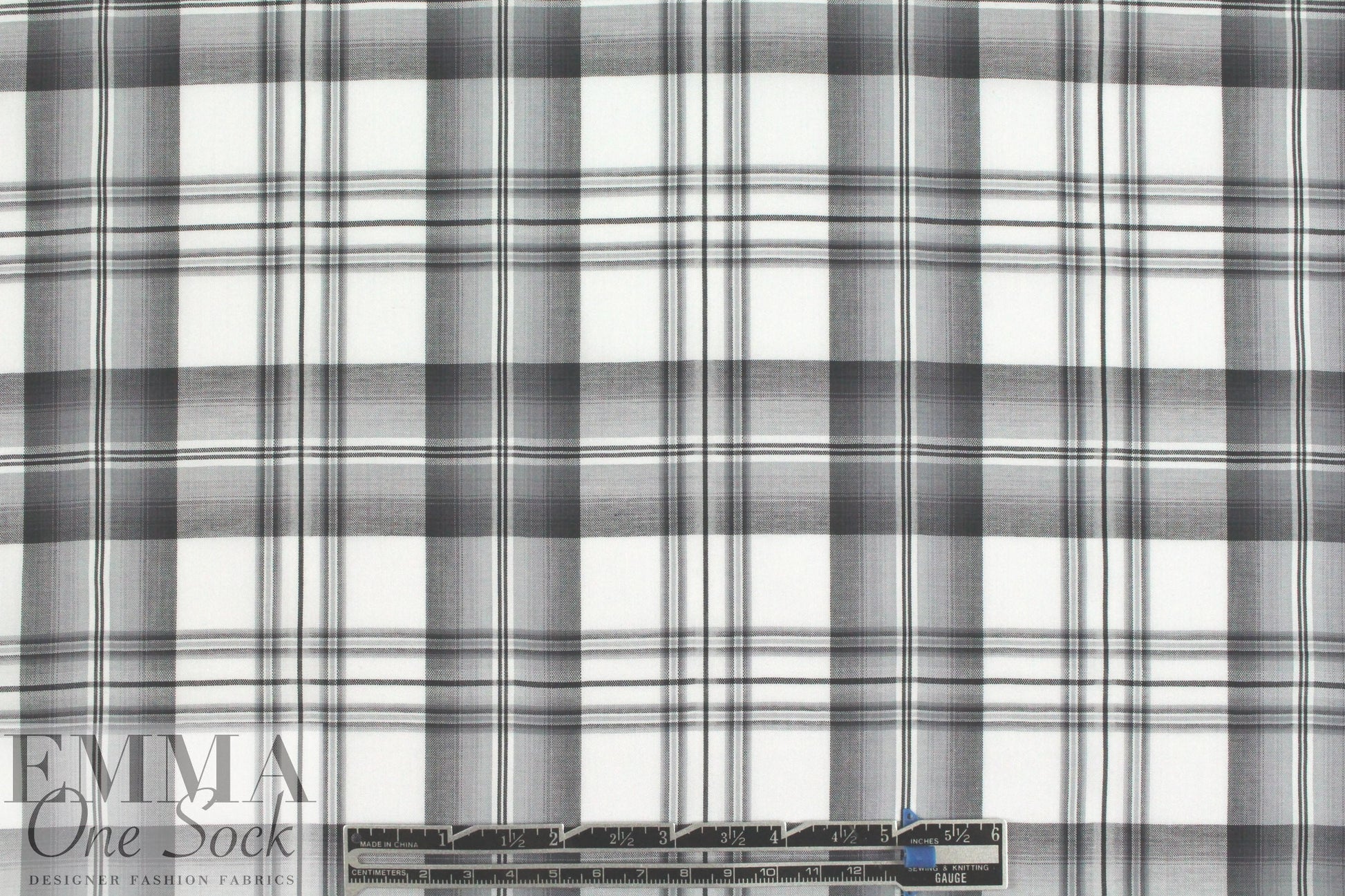 French yarn-dyed plaid cotton shirting - gray