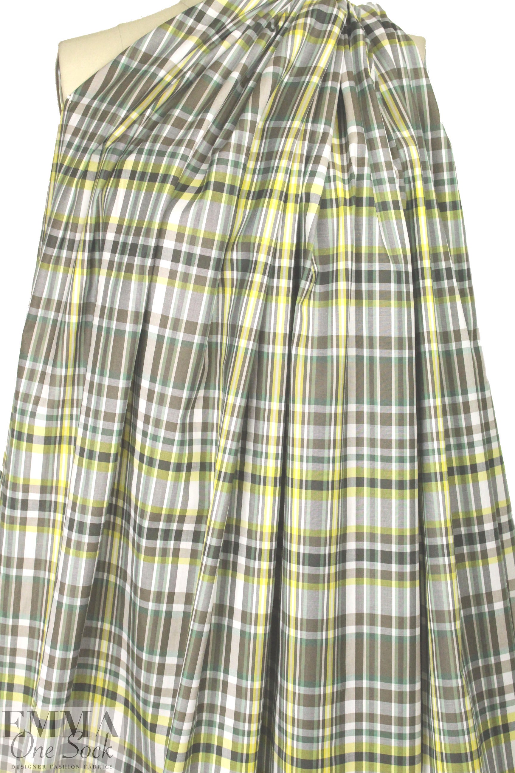 French yarn-dyed plaid cotton shirting - thyme