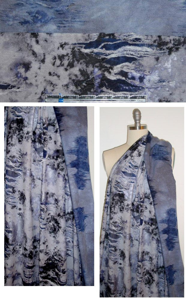 'grunge works' shredded cotton blend knit - blue 1.33 yds