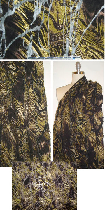 CA designer raw edged swirl applique layered sheer 1.625 yd