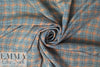 NY designer teal/tangerine wavy plaid silk CDC .75 yds
