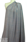 NY designer teal/tangerine wavy plaid silk CDC 1.375 yd