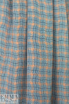 NY designer teal/tangerine wavy plaid silk CDC .75 yds