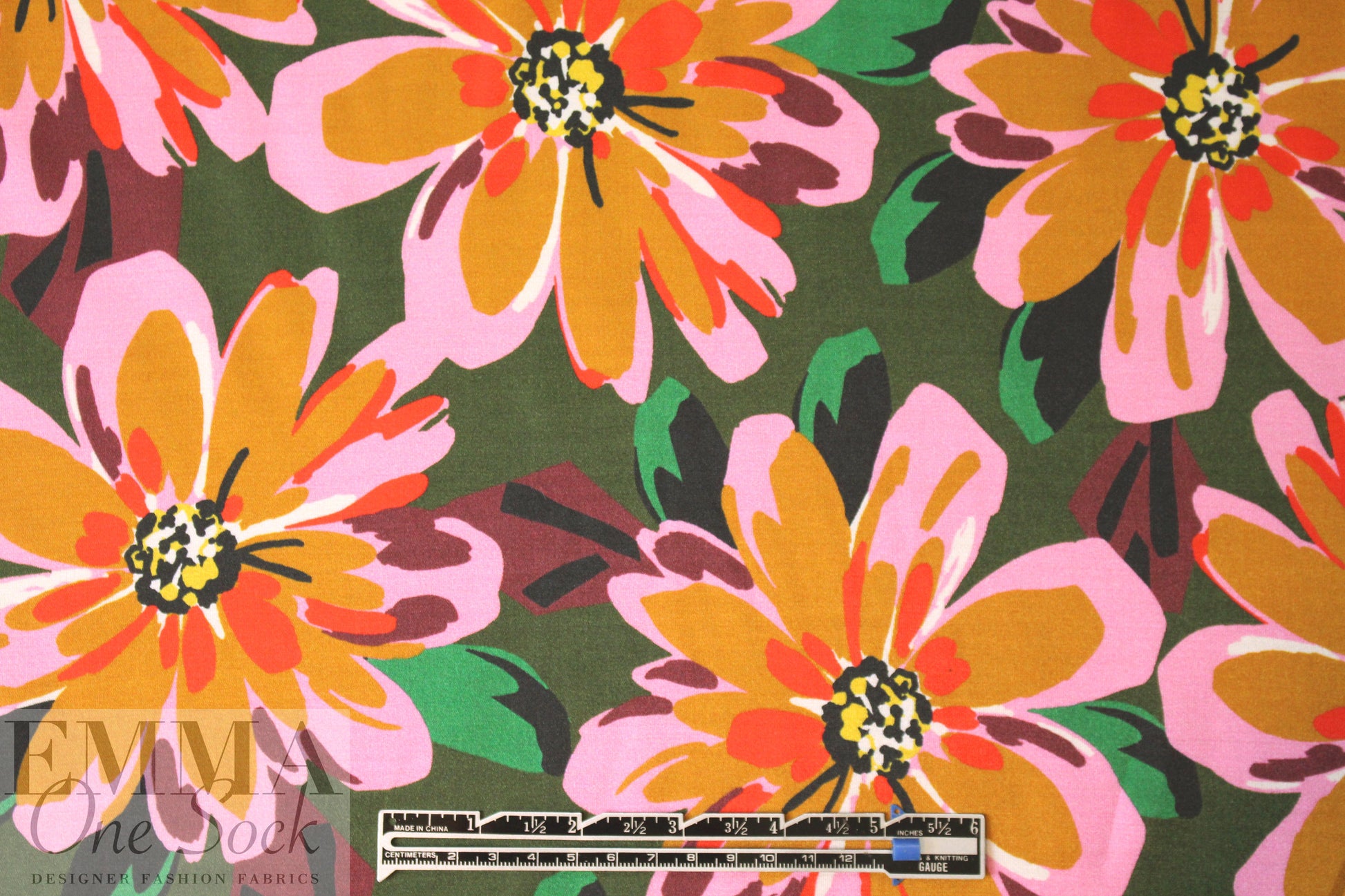Italian silk CDC - pink/green decorative floral