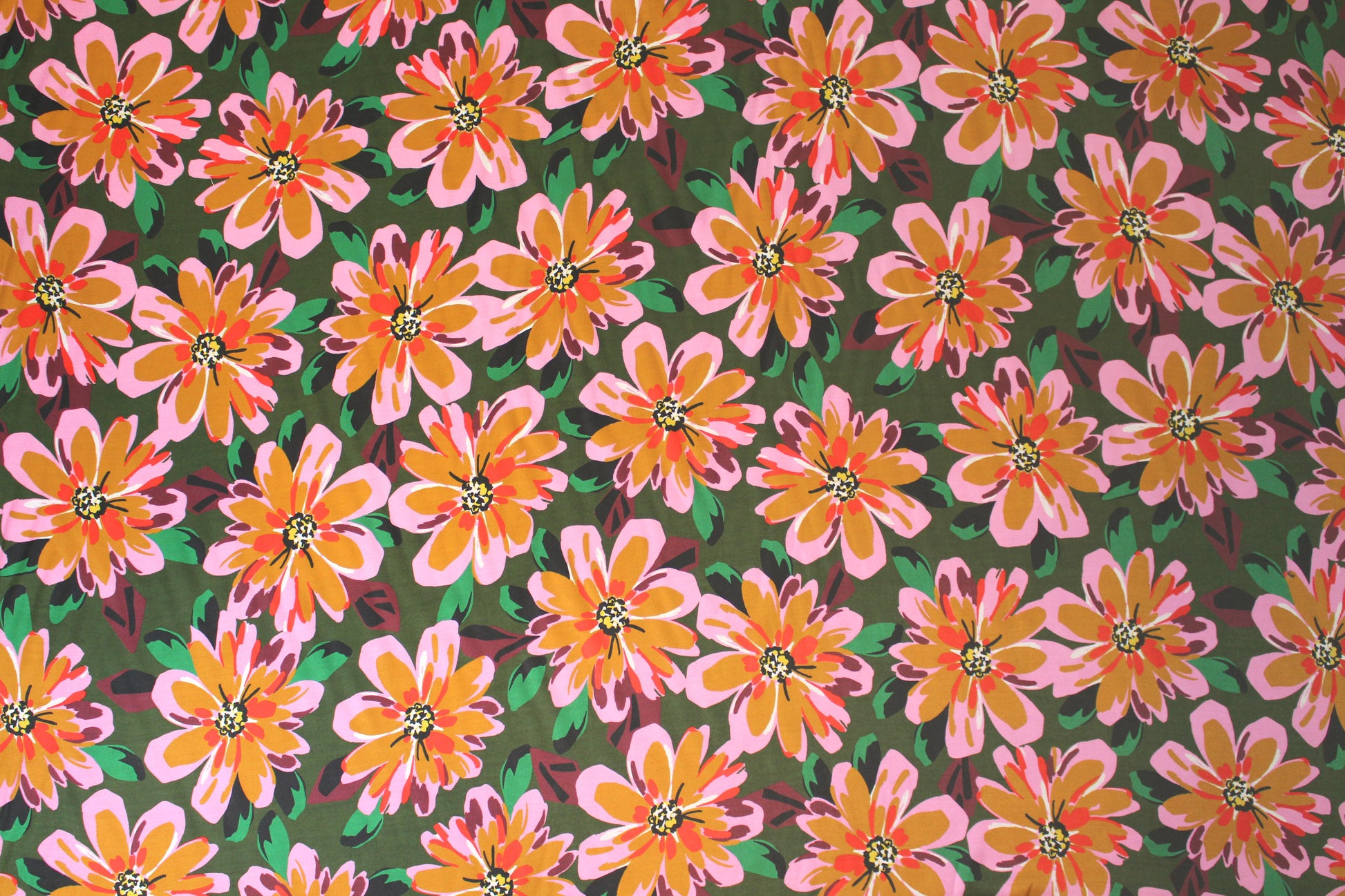 Italian silk CDC - pink/green decorative floral