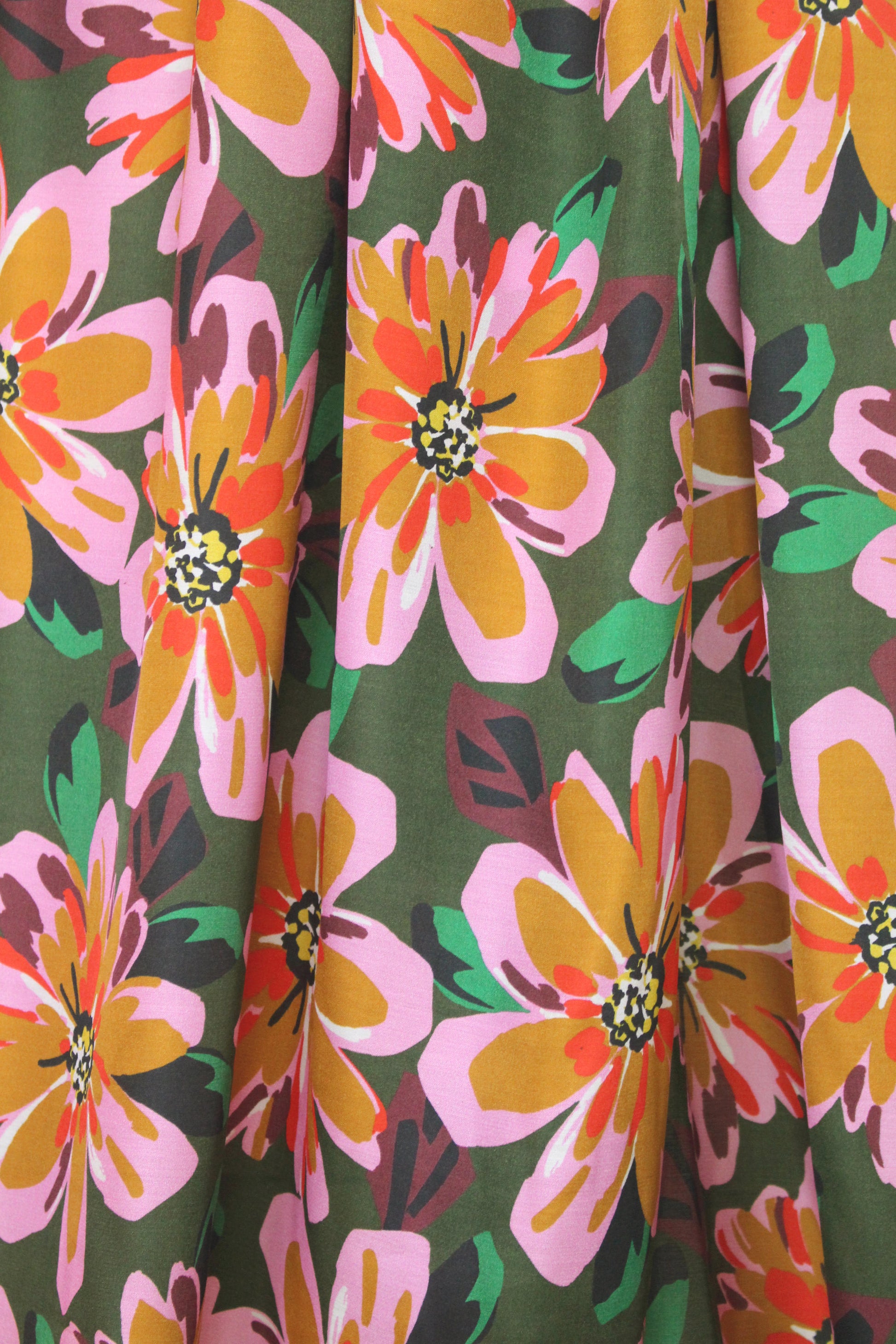 Italian silk CDC - pink/green decorative floral 1.625 yd
