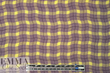 NY designer mulberry/lemon wavy plaid silk CDC