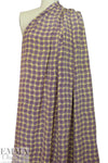 NY designer mulberry/lemon wavy plaid silk CDC 1.75 yds