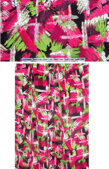 0scar pink/lime chalk mark print  4-ply silk .66 yds