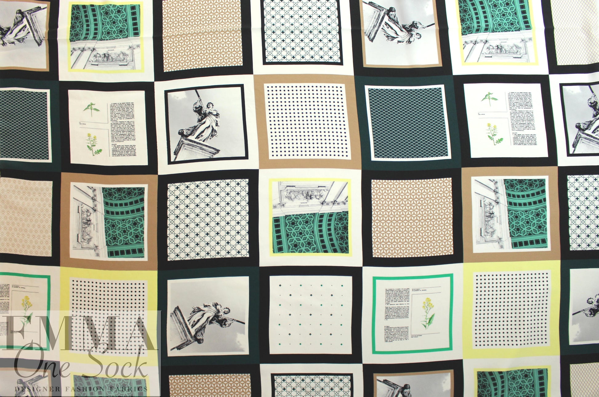 Italian silk 2-ply crepe panel - impression conversationnelle